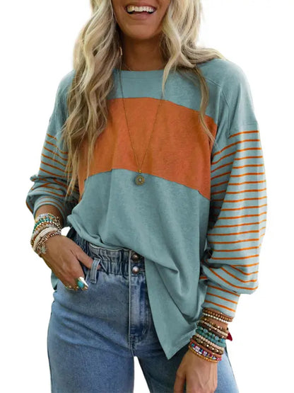 ✨Women's Cute Color Block Long Sleeve Casual Top