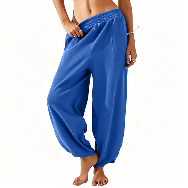 Elastic Waist Pocket Boho Baggy Wide Leg Harem Pants