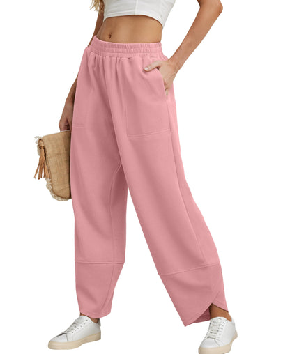 Elastic Waist Pocket Boho Baggy Wide Leg Harem Pants