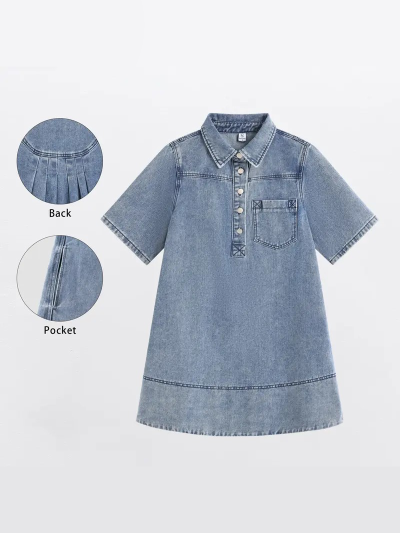 Women's Leopard Print Button Denim Shirt Dress