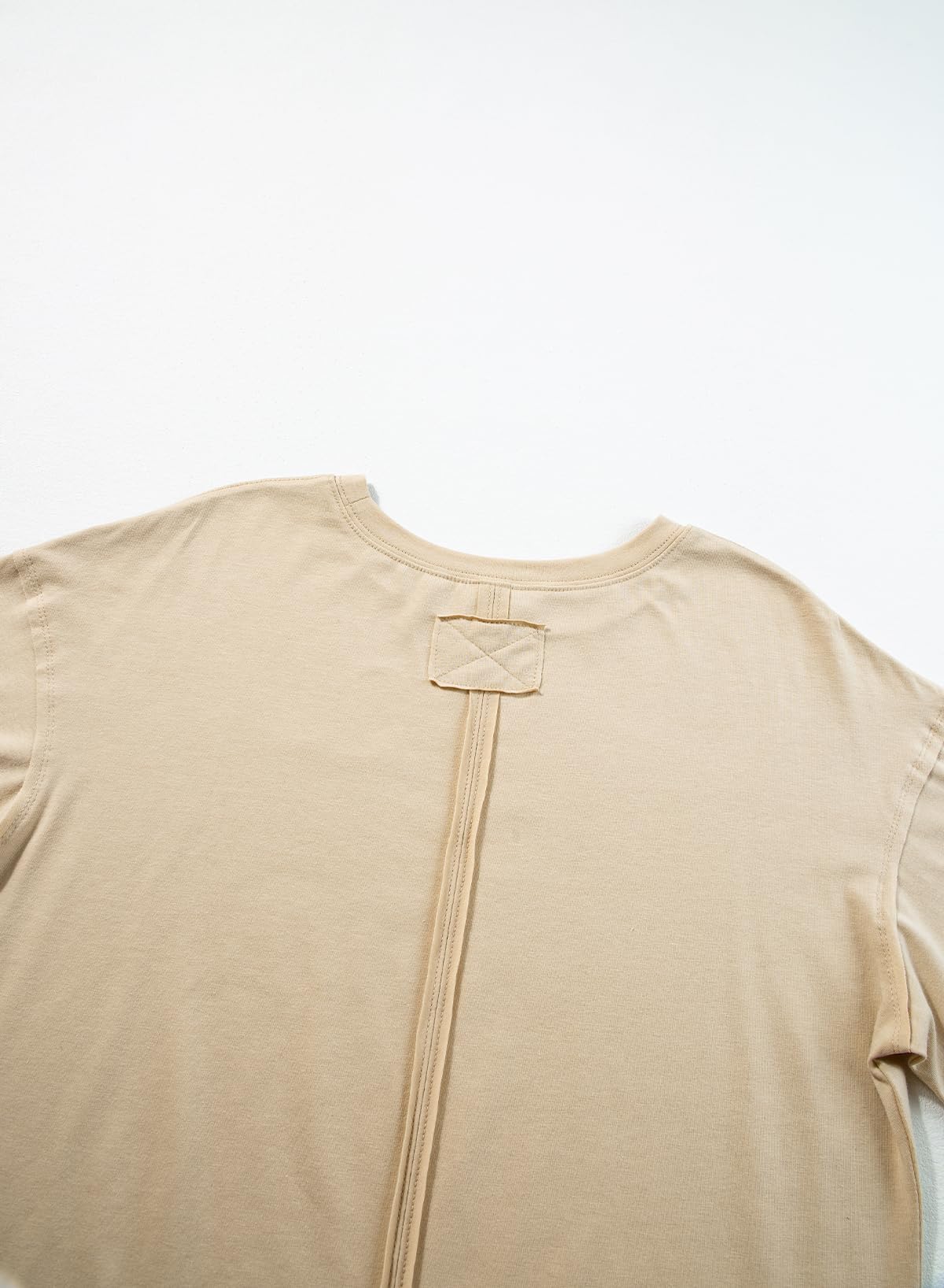 Women’s Round neck solid color short sleeve back spliced T-shirt cotton tee