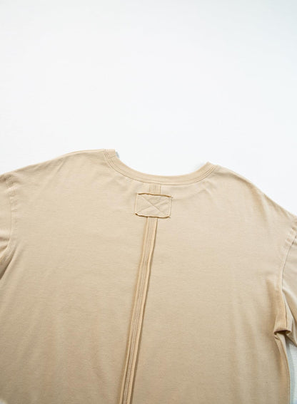 Women’s Round neck solid color short sleeve back spliced T-shirt cotton tee