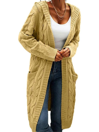 Hooded Cable‑Knit Long Cardigan | Elevated Relaxed Silhouette