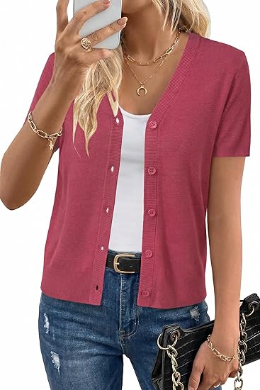 Hot Sale-Women's Short Sleeve Wool Blend Cardigan