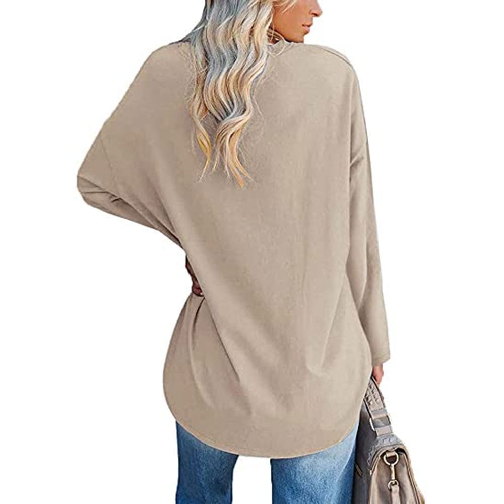 Women's Loose Long Sleeve Fashion V-neck Top