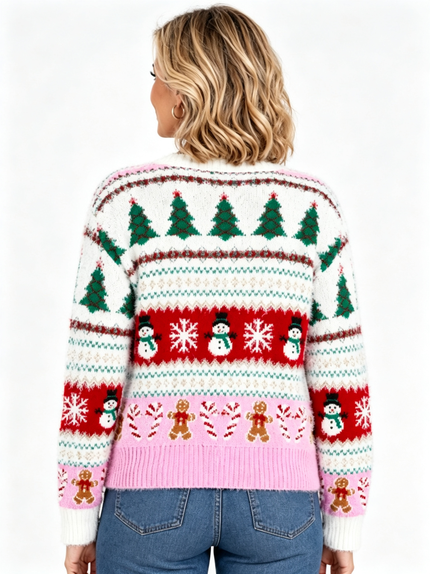 Women Festive Holiday Graphic Button Front Cardigan