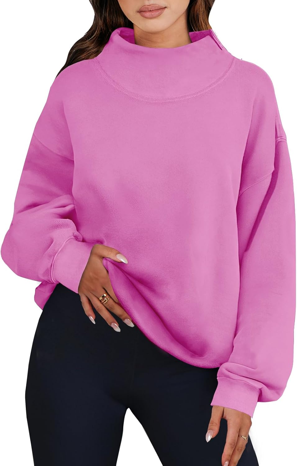 Womens Oversized Sweatshirts Turtleneck Pullover Long Sleeve Hoodies Tops