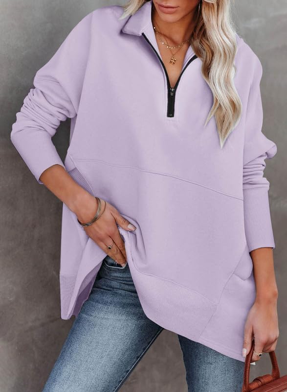 ✨Women's Zippered Casual Oversized Sweatshirt Kangaroo Pocket Top