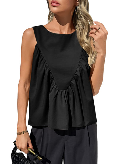 ✨Womens Peplum Babydoll Tank Tops Summer Sleeveless Loose T Shirts