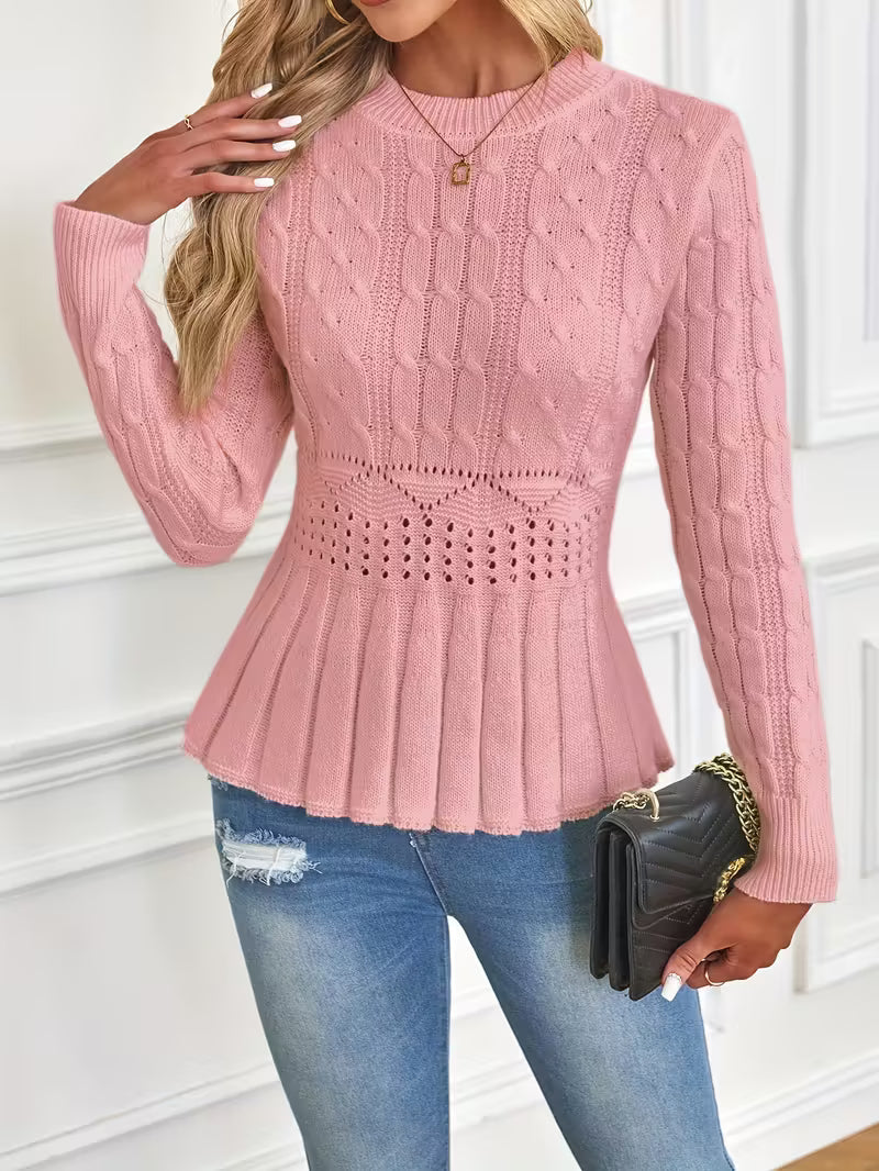✨Women's Chunky Knit Crew Neck Long Sleeve Knit Top