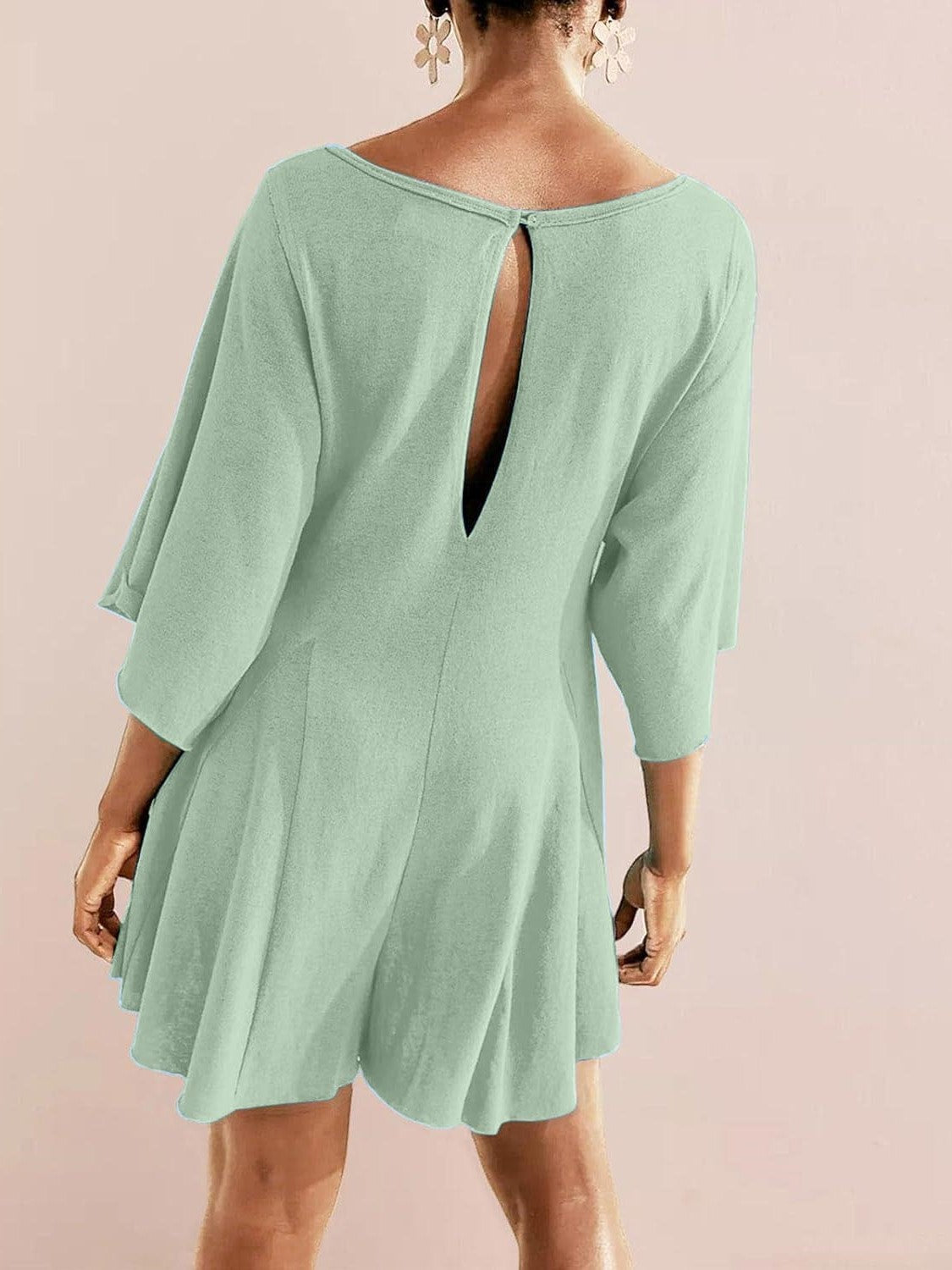 ⏰Hot Sale-Women's Short Sleeve Loose Ruffled Short Romper Dress with Pocket