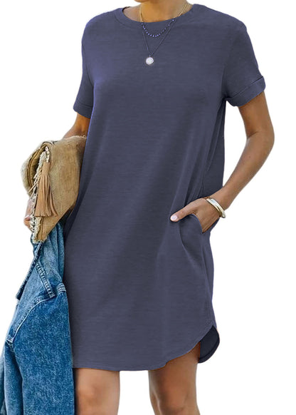 Women's Casual Short Sleeve T Shirt Dress Basic Dresses with Pockets