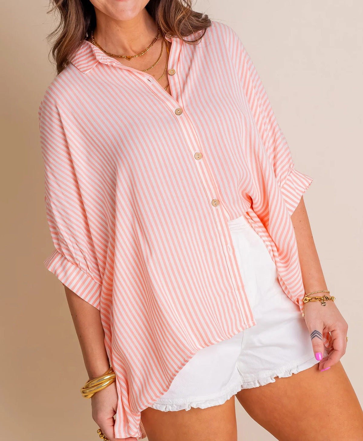 2024 Oversized Striped Loose Button-down Shirt(Buy 2 10% OFF)