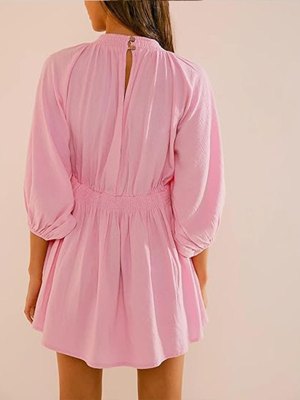 💥HOT SALE-Women's Long Sleeve V Neck Tunic Dresses (BUY 2 FREE SHIPPING)