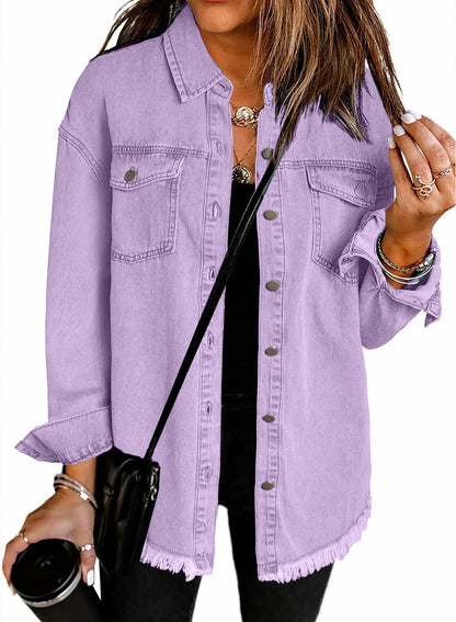✨Women's Casual Denim Button Down Distressed Jacket(Buy 2 10% OFF)