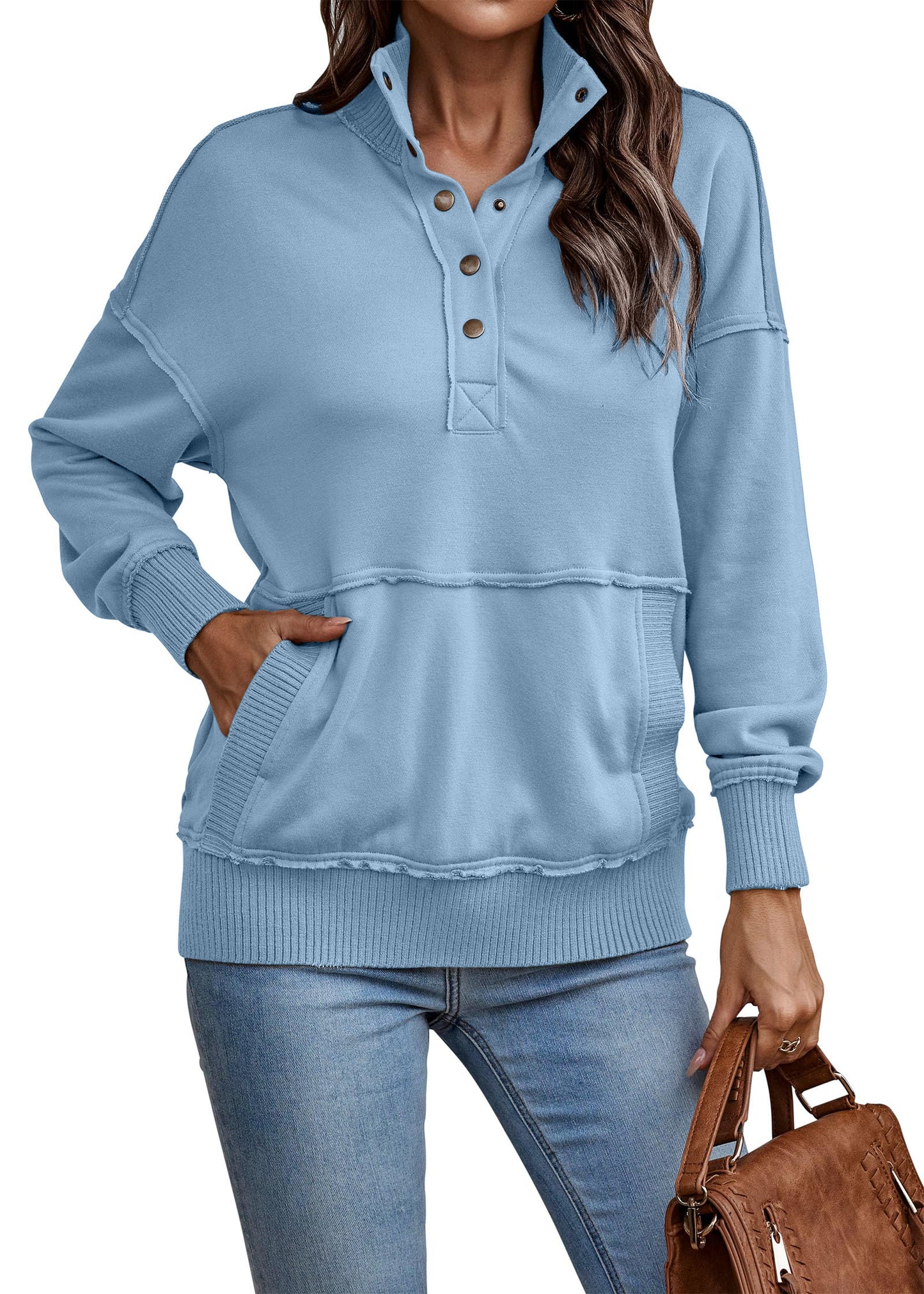 Autumn Womens Casual Button Loose Pullover Tops(Buy 2 Free Shipping)