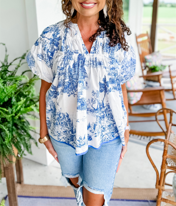 Classic Charm Toile Top(Buy 2 Free Shipping)