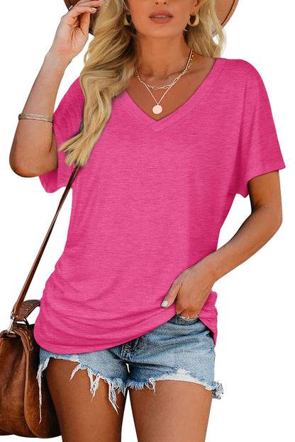 ✨Women's Short Sleeve V Neck Dolman Tops with Side Shirring