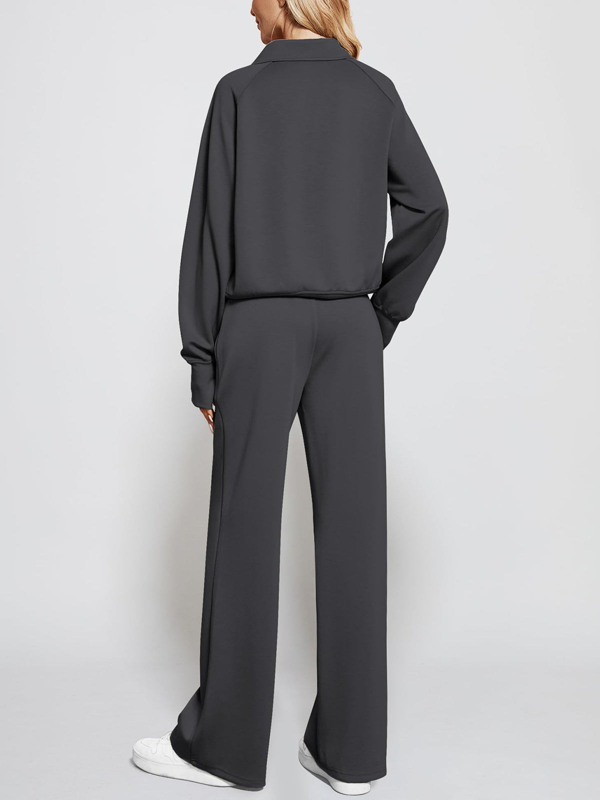 Women's Oversized Half Zip Wide Leg 2 Piece Outfits Lounge Set