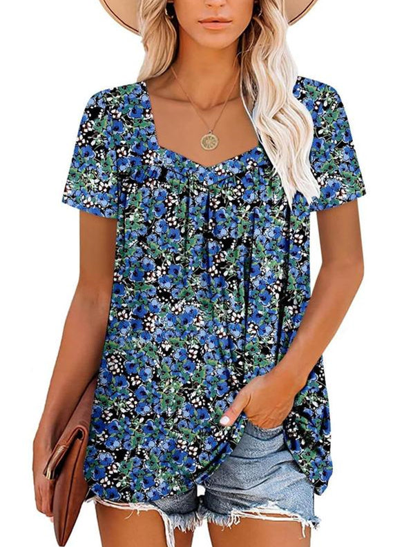 ✨Women's Summer Pleated Printed Short-Sleeves