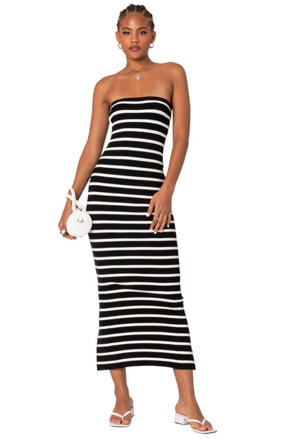 Stripe Strapless Maxi Dress(Buy 2 Free Shipping)
