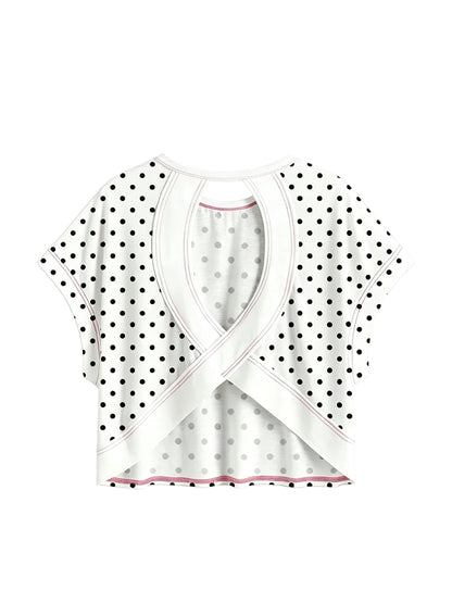 Polka Dot & Striped Cross Back Cutout Cropped Tee