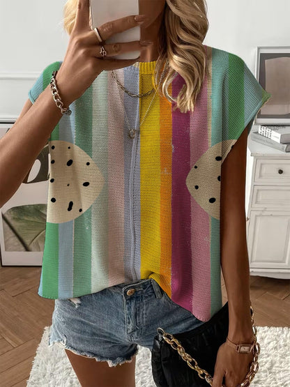 Women's  Print Drop-Shoulder Knit Top