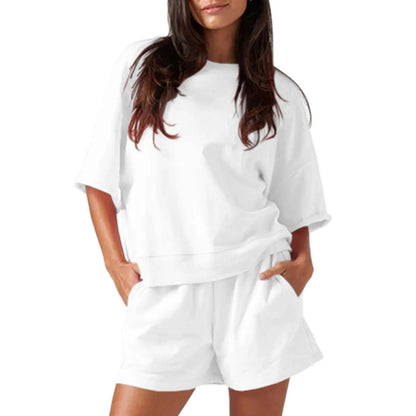 Womens 2 Piece Outfits Casual Oversized Cropped Sweatshirt