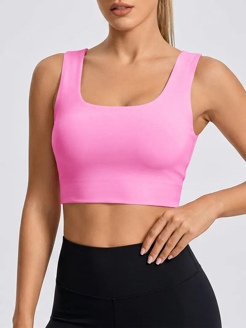 Seamless Convertible Square Neck & Y-Back Medium Support Stretch Workout Sports Bra for Women Activewear