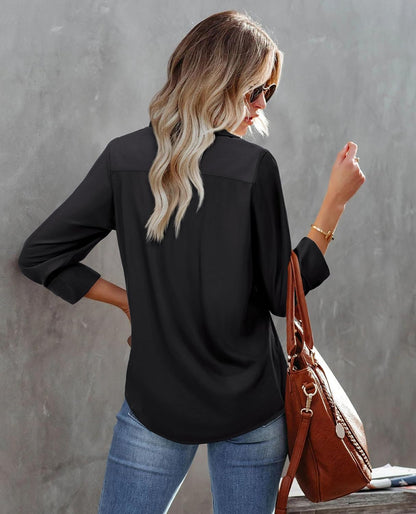 Women Long Sleeve Wrinkle Resistance Button Down Shirts
