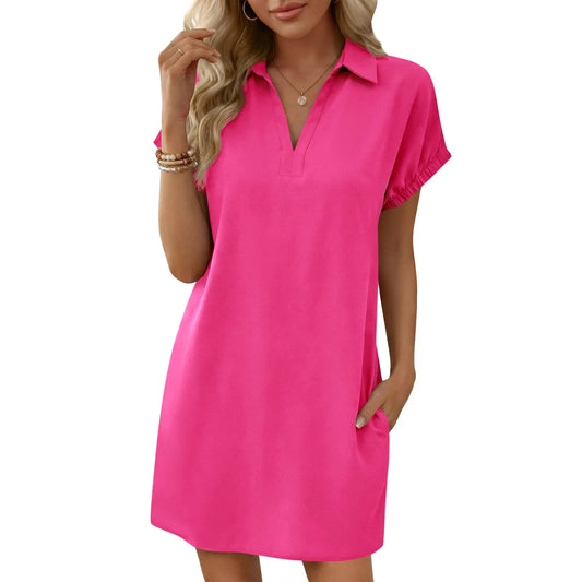 Womens Summer Shirt Dress Casual Short Sleeve