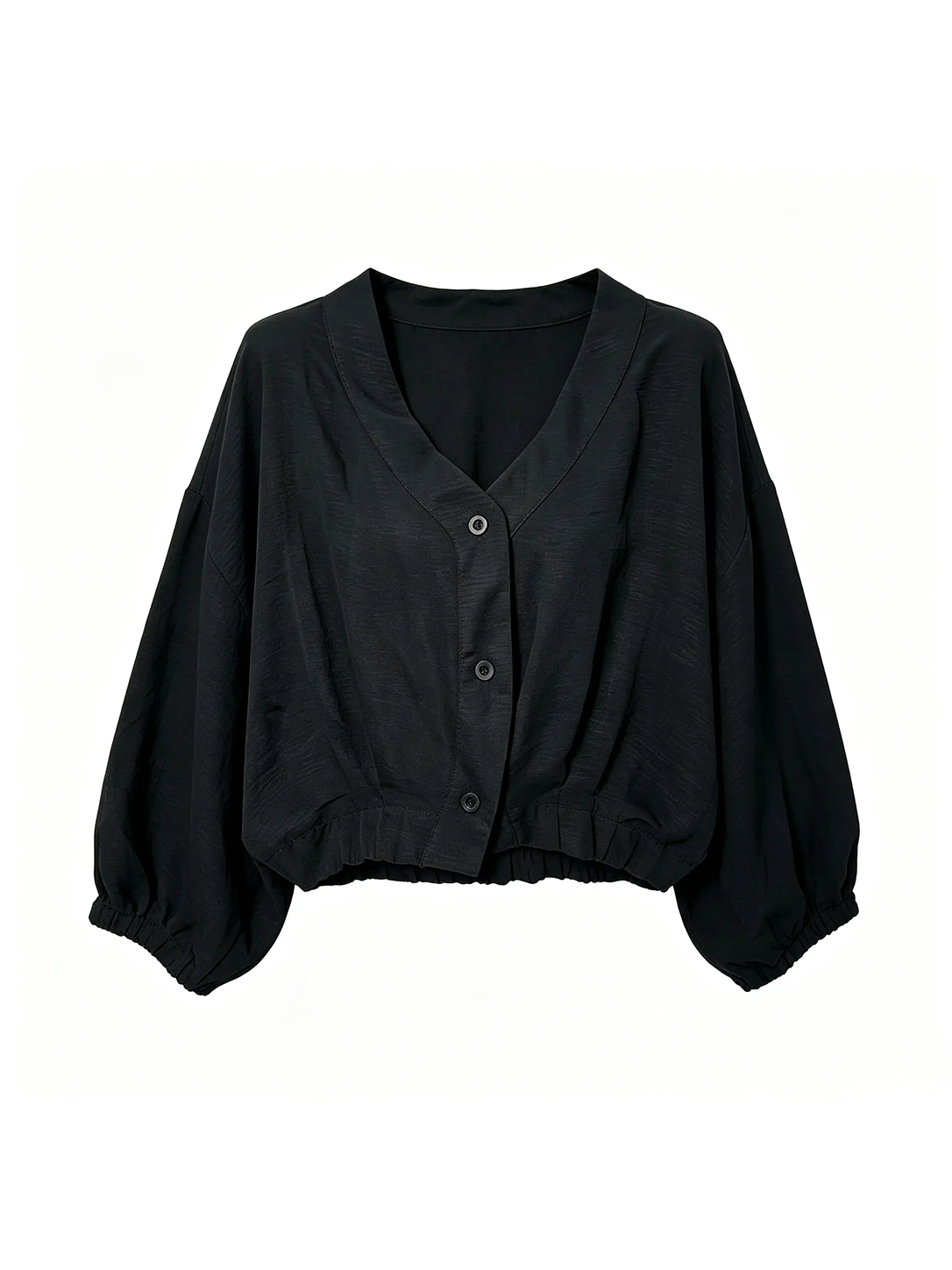 Cropped Sheer Sun Protection Long Sleeve Cardigan V Neck Casual Cover Up