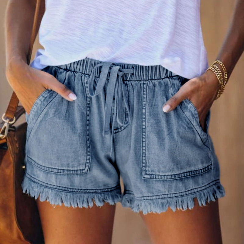 Womens Casual Denim Shorts with Pockets Cotton Jean Short