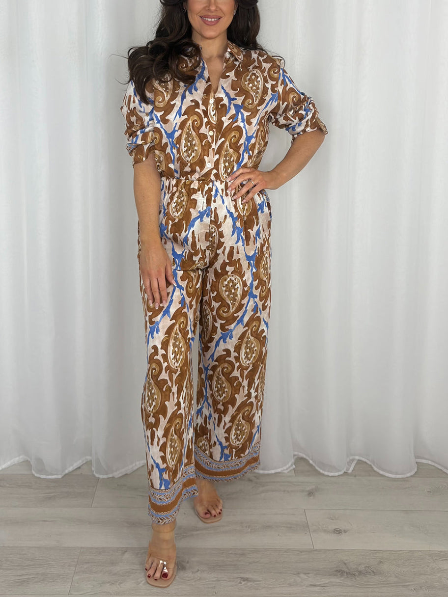Luxury Paisley Print Button Up Shirt & Trouser Co-Ord