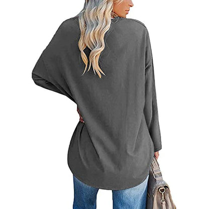 Women's Loose Long Sleeve Fashion V-neck Top
