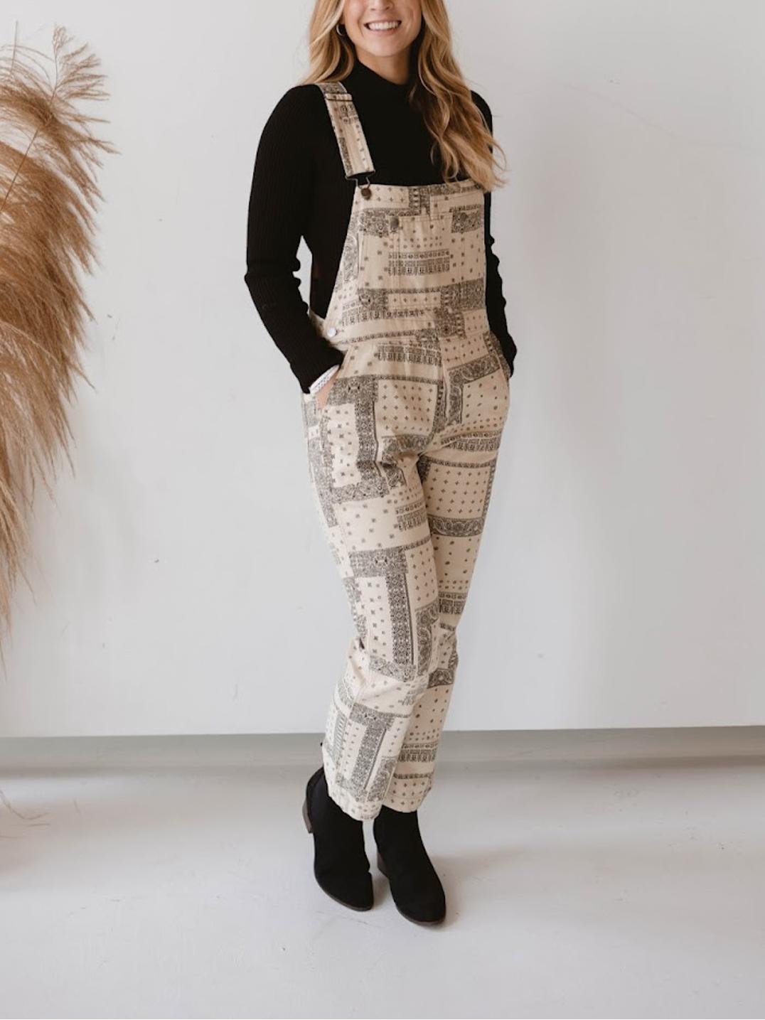 ✨Women's Newspaper Simulation Overalls