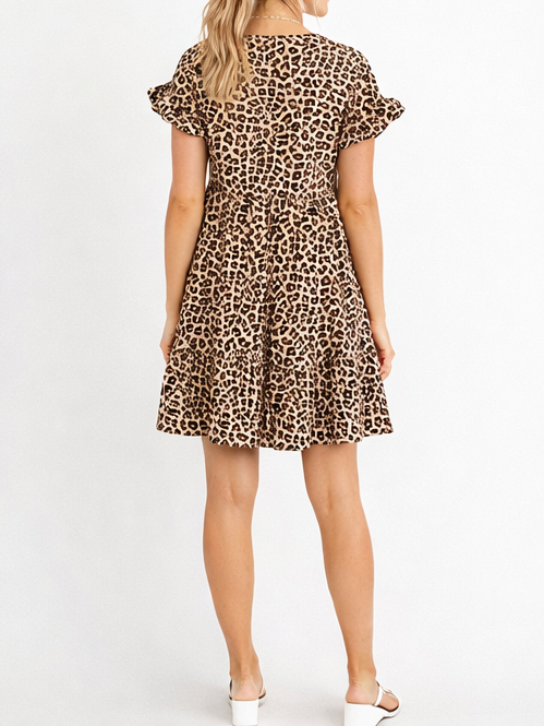 Hot Sale-Women's Spring & Summer Leopard Print Ruffle Dress