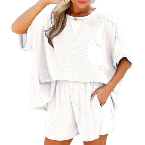 ⏰Hot Sale-Womens Summer Waffle Knit 2 Piece Outfits