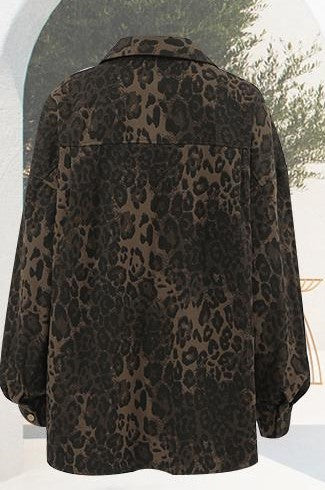 Trendy Retro Leopard Print Oversized Denim Shacket