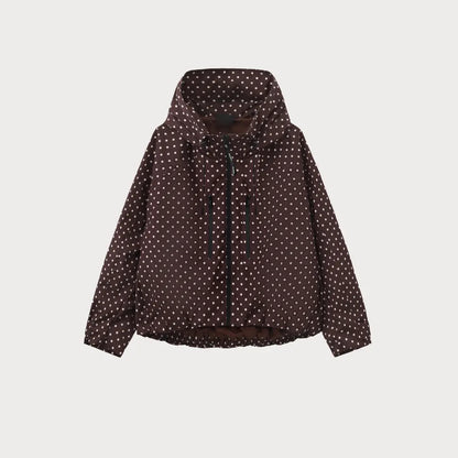 Women's Oversized Pleated Hem Rain Jacket With Hooded