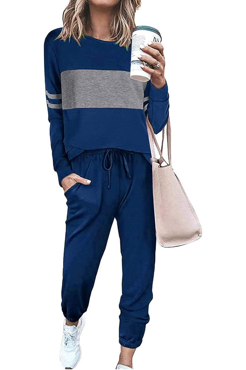 Casual Color Block 2-Piece Loungewear Set  ( Big Savings!!!)