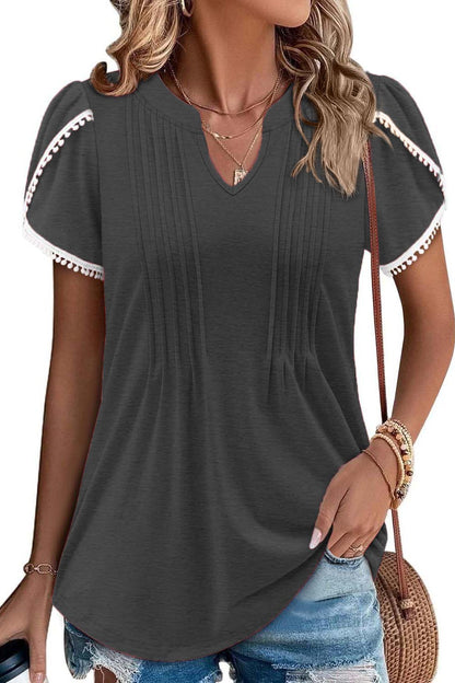 ✨Women's Cute Fringe Cuff Casual Short Sleeve Printed & Solid Tops