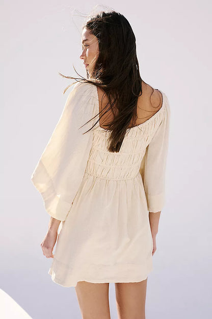 Asymmetrical Square Neckline Mini Dress(Buy 2 Free Shipping)