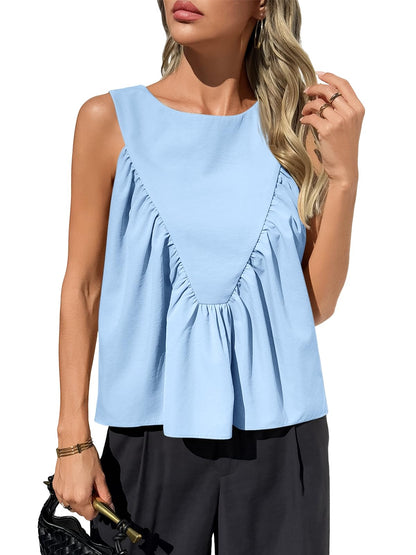 ✨Womens Peplum Babydoll Tank Tops Summer Sleeveless Loose T Shirts