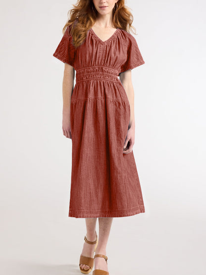 💃Women's Denim Lightweight Tiered Midi Dress (Buy 2 Free Shipping)