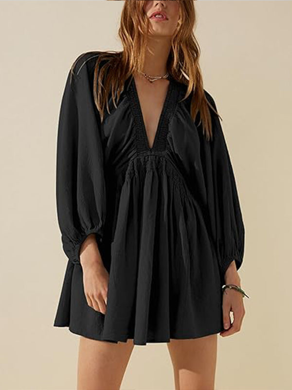 💥HOT SALE-Women's Long Sleeve V Neck Tunic Dresses (BUY 2 FREE SHIPPING)