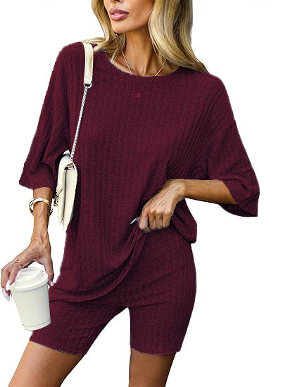 🔥Ribbed Knit T-shirt Shorts Lounge Sets (BUY 2 FREE SHIPPING)