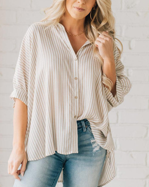 2024 Oversized Striped Loose Button-down Shirt(Buy 2 10% OFF)
