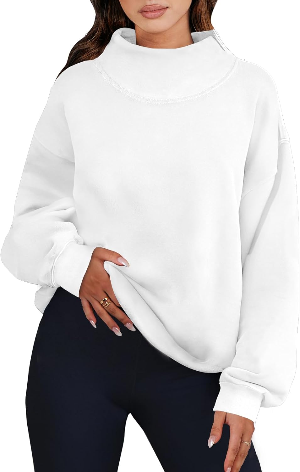 Womens Oversized Sweatshirts Turtleneck Pullover Long Sleeve Hoodies Tops