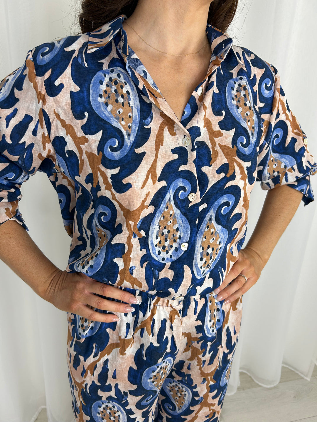 Luxury Paisley Print Button Up Shirt & Trouser Co-Ord